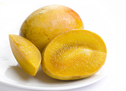 Fresh Mangoes Isolated In White Backgorund