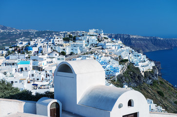 Architecture and colors of Imerovigli, village in Santorini