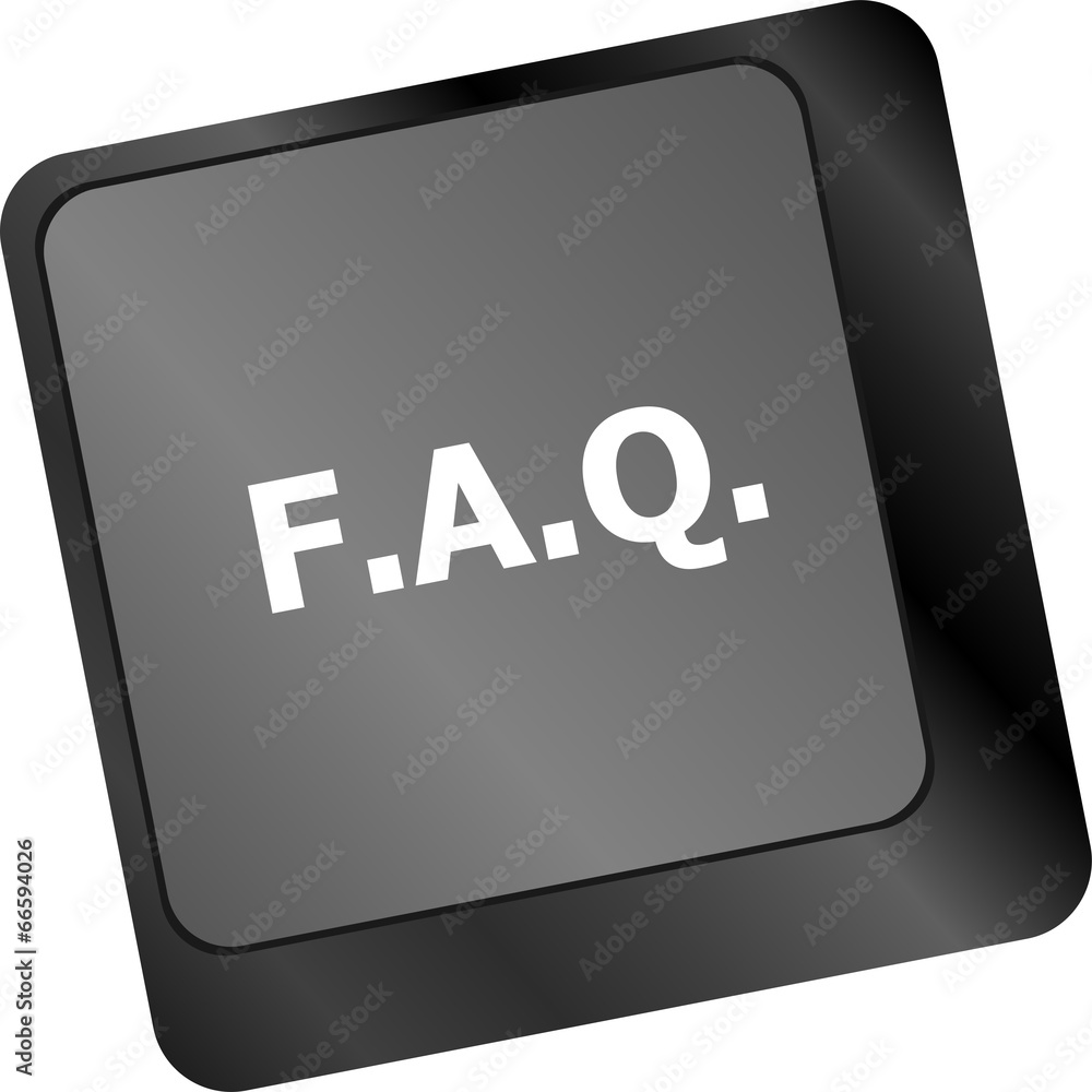 Poster keyboard with faq button - business concept