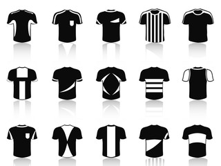 black t-shirt soccer clothing icons set