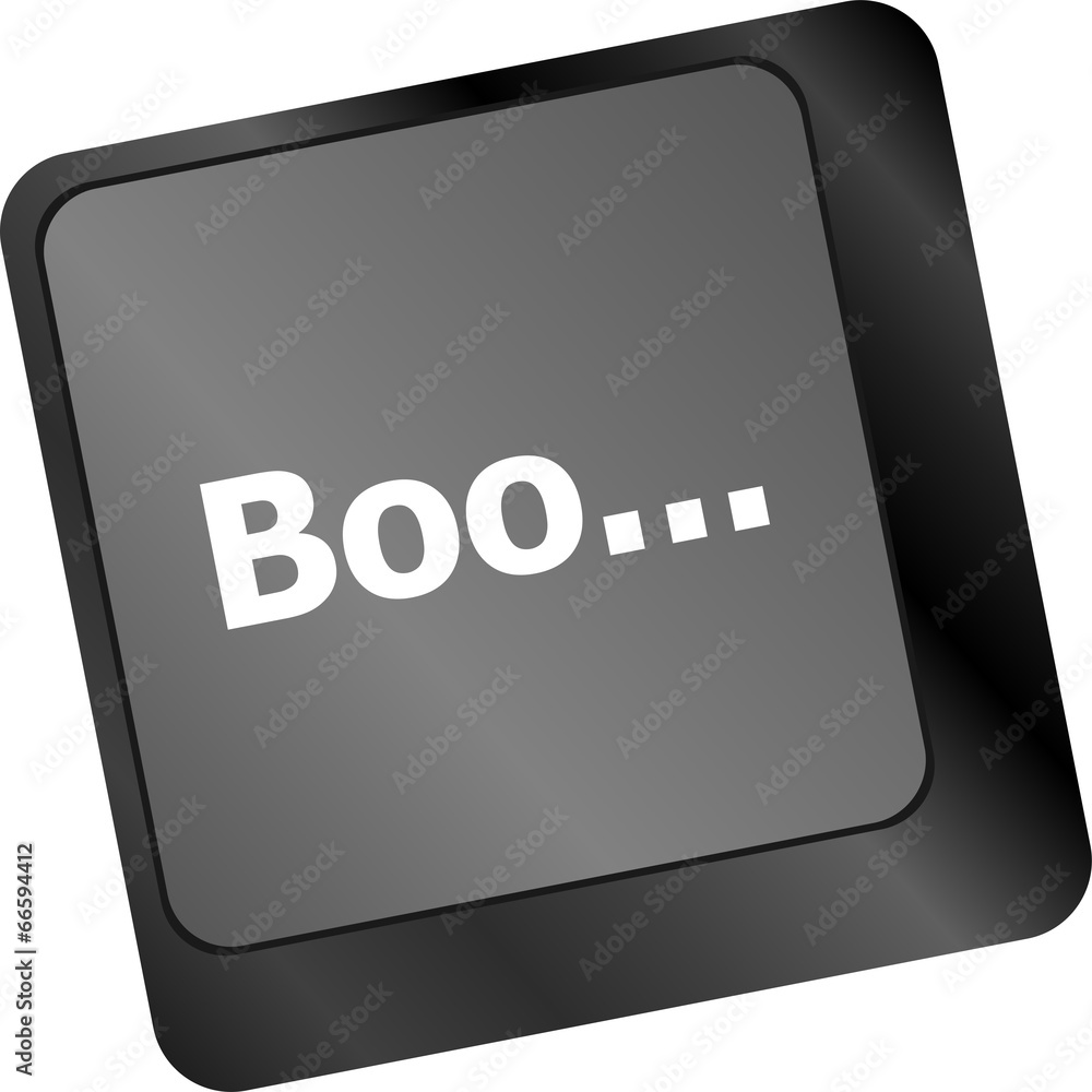 Poster boo word on computer keyboard keys