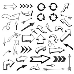 Vector hand drawn arrows and round arrows