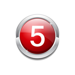 5 Number Circular Vector Red Web Icon Button