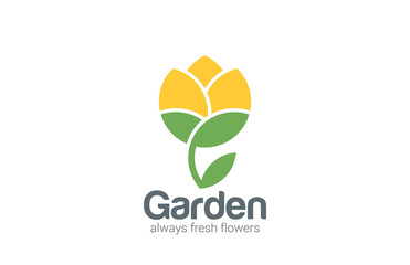 Flower abstract vector logo design. Creative garden icon