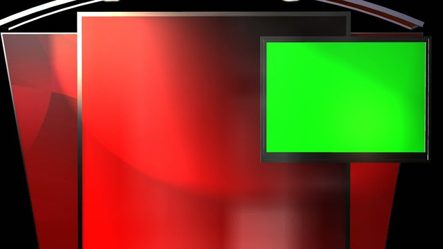 Virtual Studio Background with animated Green Screen TV