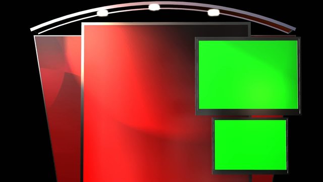 Virtual Studio Background with animated Green Screen TV