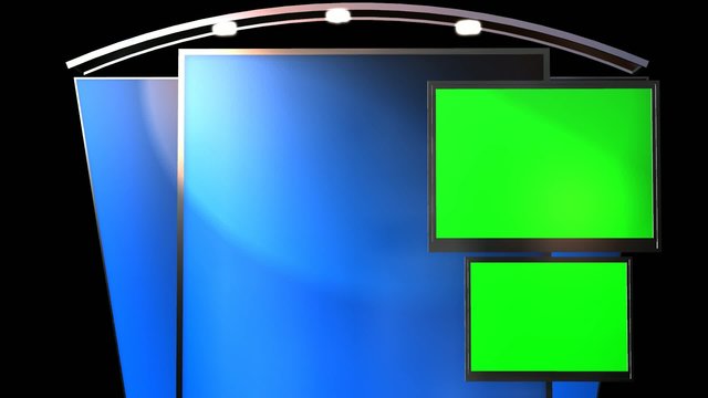 Virtual Studio Background with animated Green Screen TV