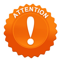 attention sur bouton web denté orange