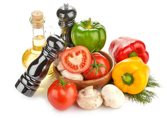 Fresh vegetables and mushrooms