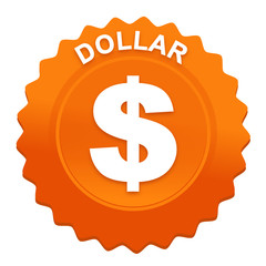 dollar sur bouton web denté orange