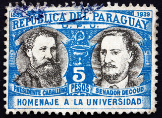 Postage stamp Paraguay 1939 President Bernardino Caballero and J