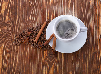 coffee cup and beans