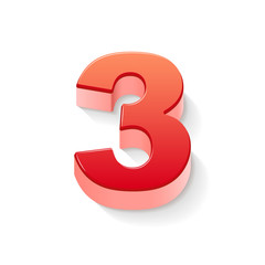 Fototapeta premium 3d shiny red number 3