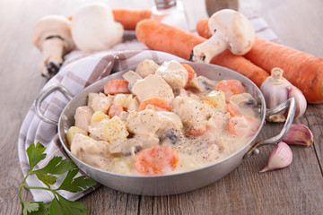 meat,cream and vegetables