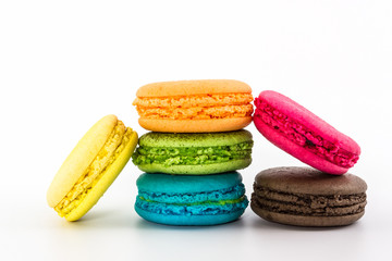 Sweet and colourful french macaroons.
