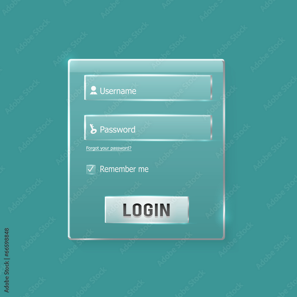 Poster login and register web glossy form
