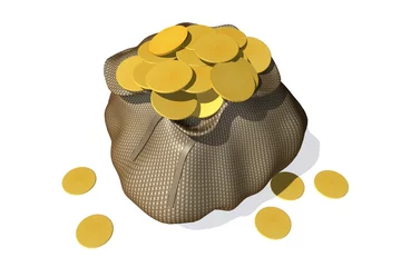 Fotobehang Zak met gouden munten © emieldelange