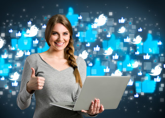 Girl giving social media confirm