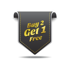 Buy 2 Get 1 Gold Black Label Icon Vector Design