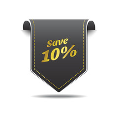 Save 10 Gold Black Label Icon Vector Design