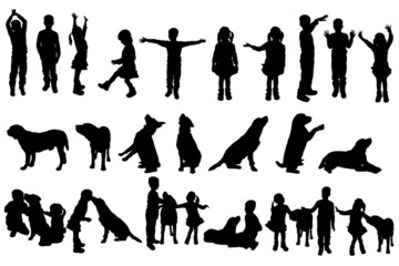 Vector silhouette of children.
