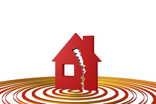 scheuren in muren door aardbeving