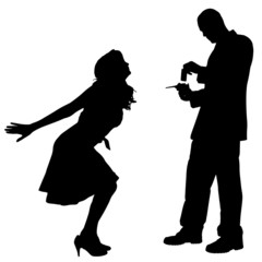 Vector silhouette of couple.