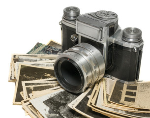 alte analoge Foto Kamera mit Bildern