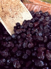Black olives at local market in Italy