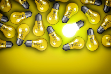 Idea concept with group of light bulbs