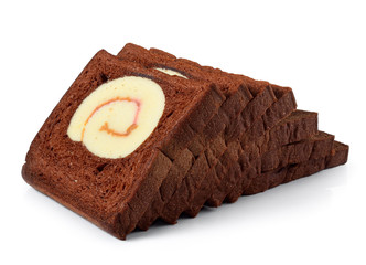 Chocolate bread isolated on white background