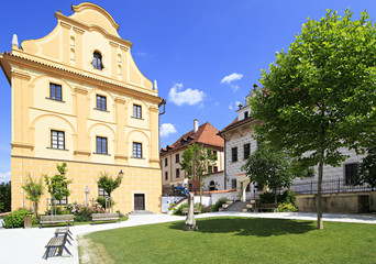Architecture in historical center of Cesky Krumlov.