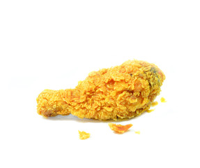 Golden brown fried chicken drumsticks