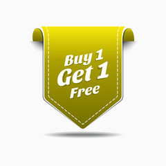 Buy 1 Get 1 Yellow Label Icon Vector Design