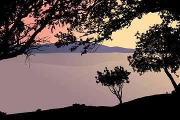 landscape with lake and trees vector