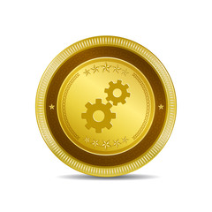 Settings Circular Vector Gold Web Icon Button