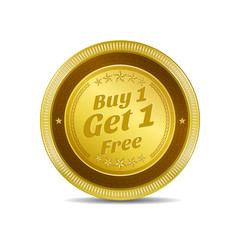 Buy 1 Get 1 Free Glossy Shiny Circular Vector Button