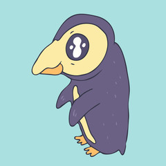cute cartoon penguin, vector illustration, hand drawn