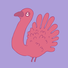 cute cartoon  turkey (bird), vector illustration, hand drawn