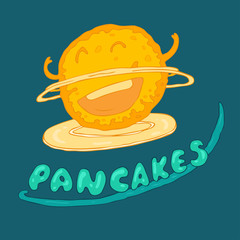 Pancakes, wonderful breakfast concept, vector illustration