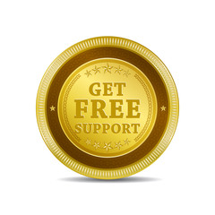 Free Support Glossy Shiny Circular Vector Button