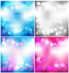 Set of colorful abstract vector background  with bokeh lights