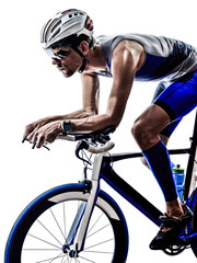 man triathlon iron man athlete cyclist bicycling - obrazy, fototapety, plakaty