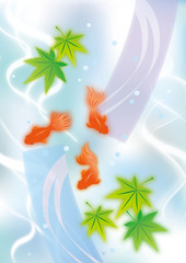 Obraz premium 金魚_ぼかし_短冊