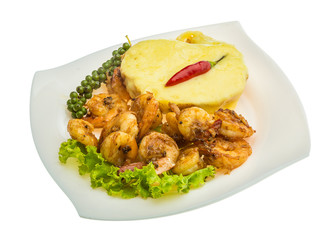 Garlic shrimps with potato