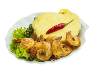 Garlic shrimps with potato