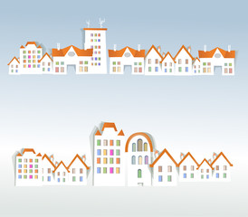 City background with lots of buildings made of paper