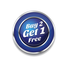 Buy 2 Get 1 Free Glossy Shiny Circular Vector Button