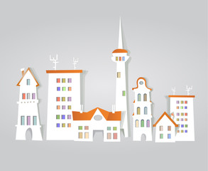 Obraz premium City background with lots of buildings made of paper