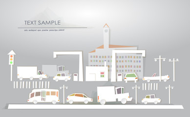 Busy road junction in the city. Bridges and traffic